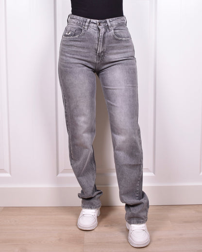 Light grey Rhinestone bum ripped jeans