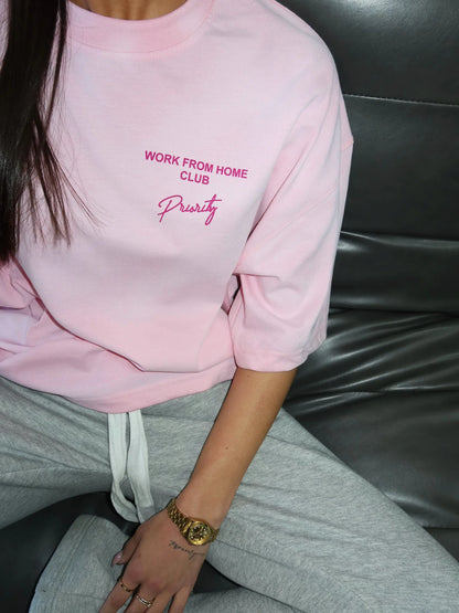 Work from home tee pink
