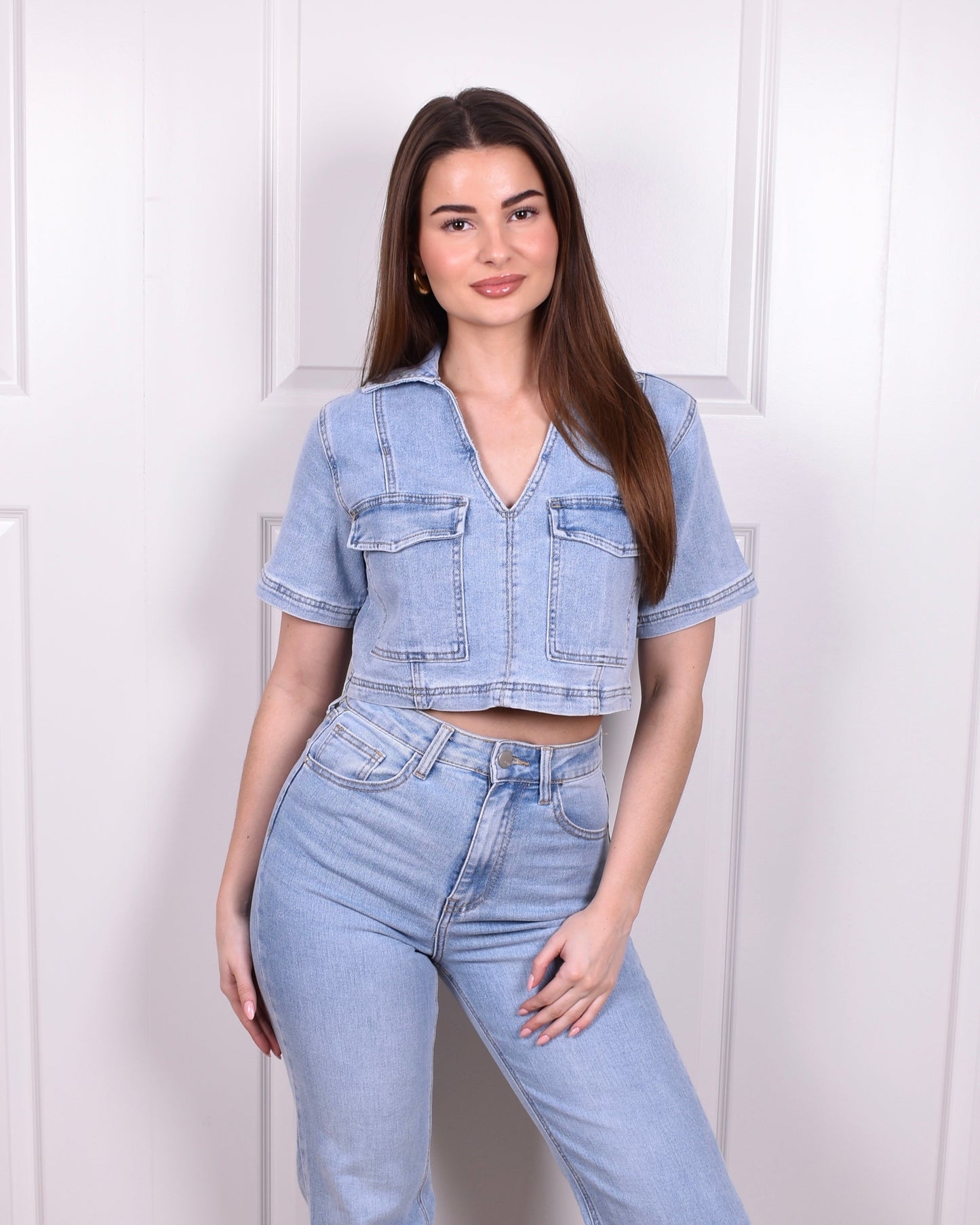 Denim shirt top blue
