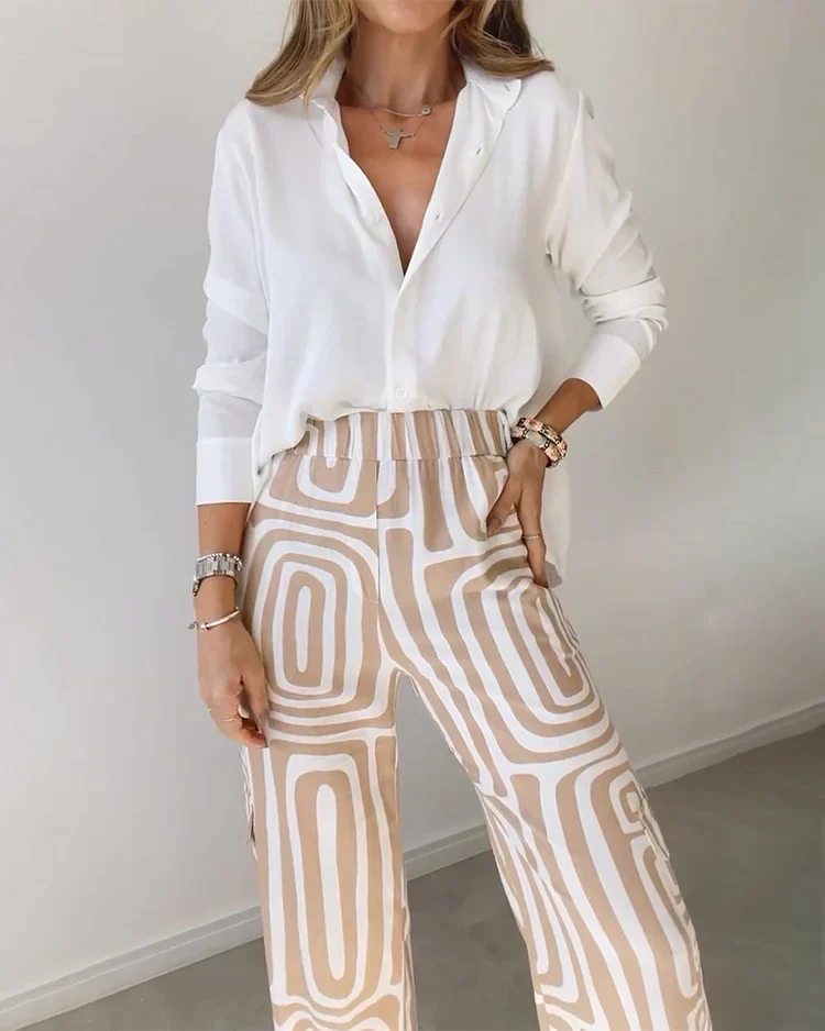 Kim | Stijlvolle Pantalon Set met Blouse en Riem - Elegante Look