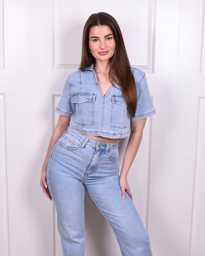 Denim shirt top blue