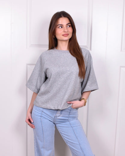 Strass sweater tee grey