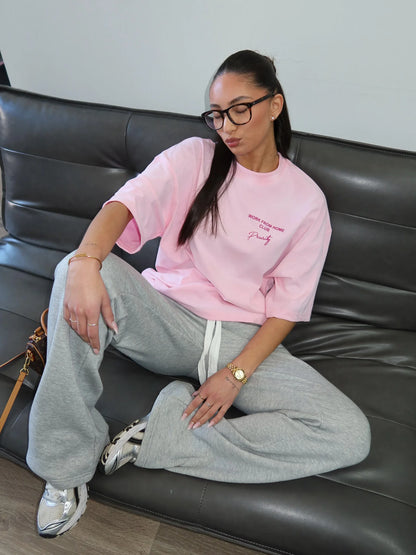 Work from home tee pink